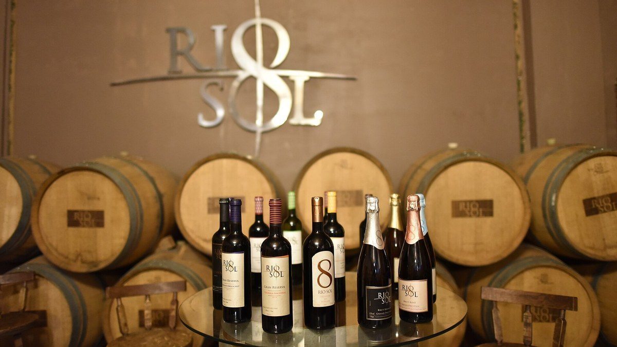 Barris e rótulos da Vinícola Rio Sol, em Lagoa Grande